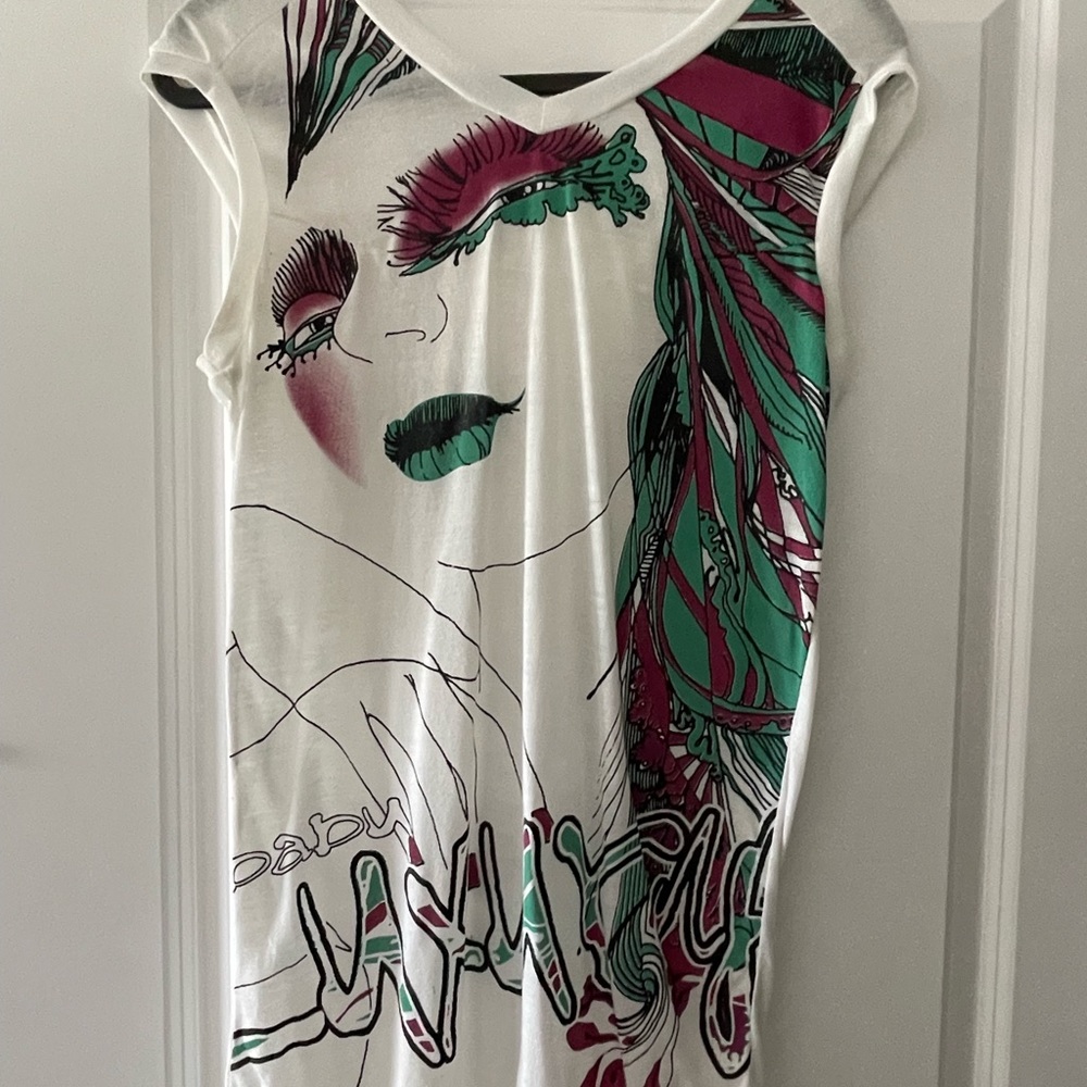 Long white with print tank top